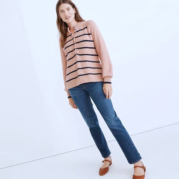 Madewell Sweaters - MADEWELL Pembury Henley Mockneck Striped Sweater